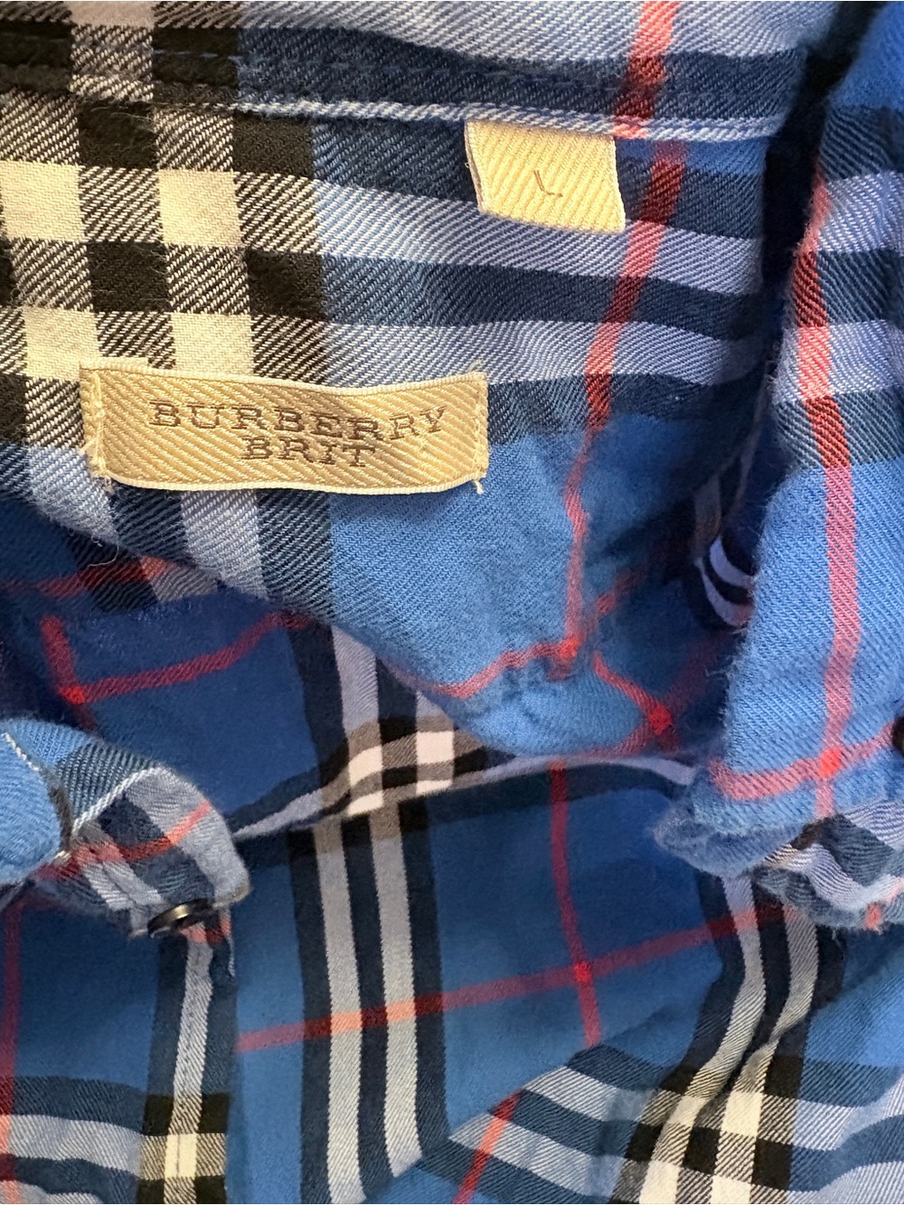 Burberry Brit Men's Blue Plaid Flannel Button Down Shirt - Picture 5 of 9